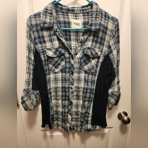 Plaid shirt with Corderoy on the sides